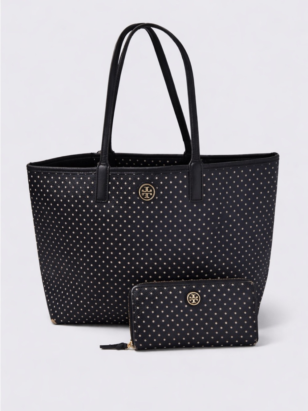 Tory Burch Kerrington Polka Dot Tote  & Matching Wallet Bundle